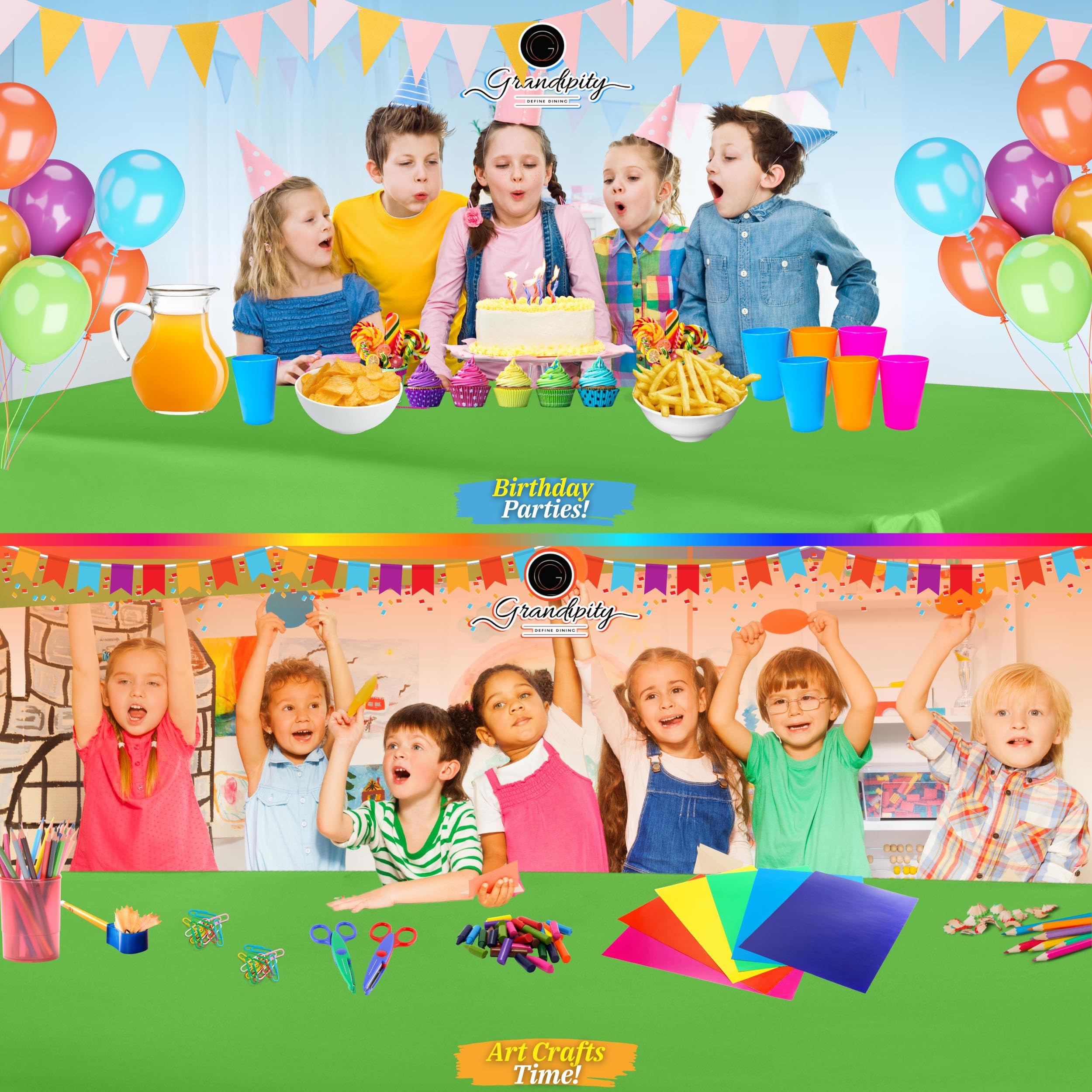 Grandipity Lime Green Plastic Table Cloth Disposable (6 Pk) 54In X 108In Plastic Tablecloths For Rectangle Tables - Premium Part